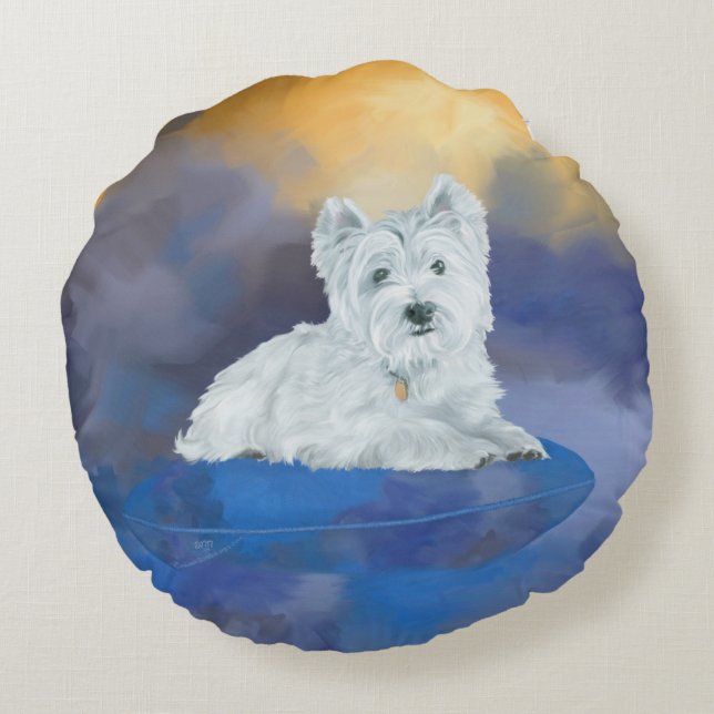 Redondo Westie en cojín (Reverso)