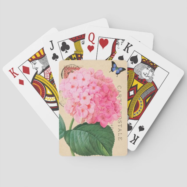Redoute Pink Hydrangea: Cartas de juego de acento  (Reverso)