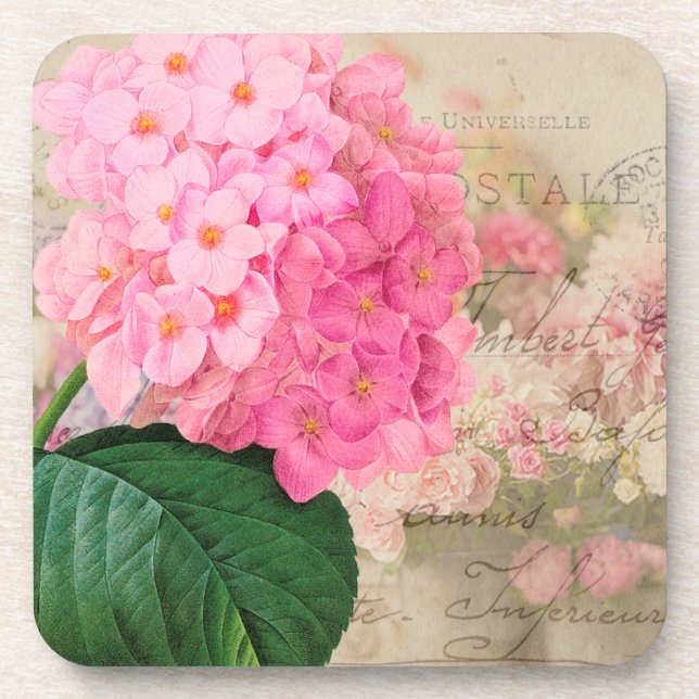 Redoute Pink Hydrangea French Accent Posavasos (Frente)