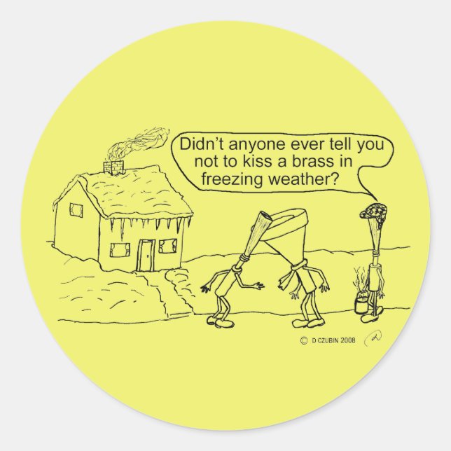 Reed Kissing Brass Classic Round Pegatina (Anverso)