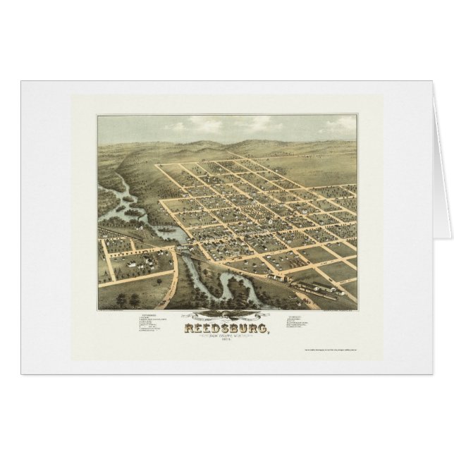 Reedsburg, mapa panorámico de los WI - 1874 (Anverso (Horizontal))