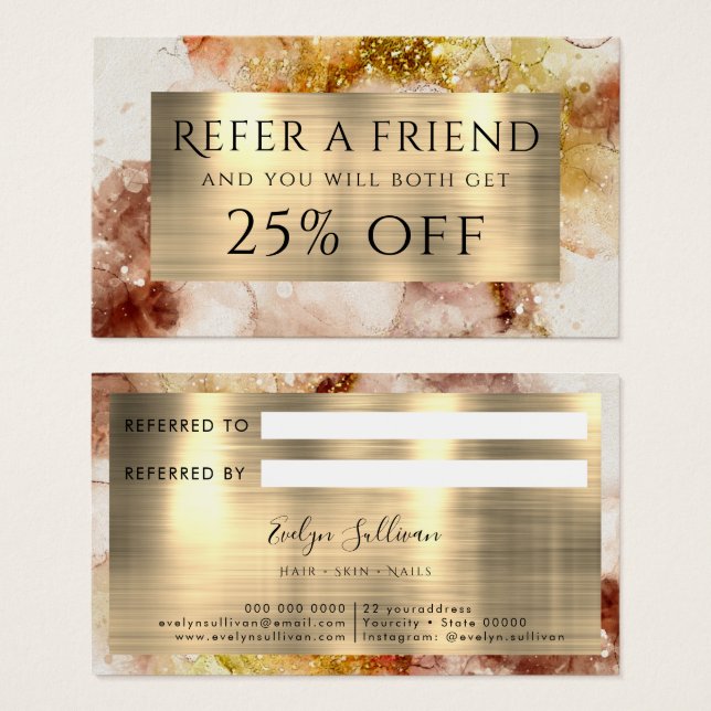 Referencia de acuarela de Purpurina dorado marrón (Anverso y reverso)