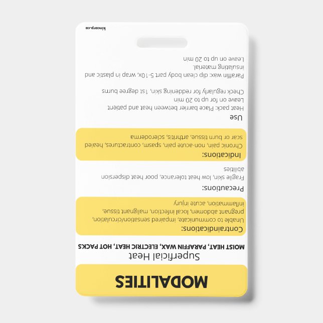Referencia de la tarjeta de identificación Modalid (Parte frontal)