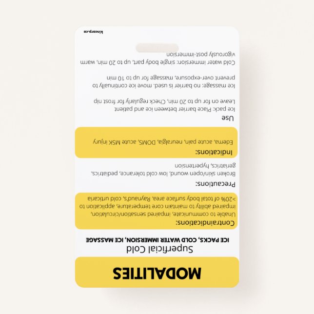 Referencia de la tarjeta de identificación Modalid (Reverso)