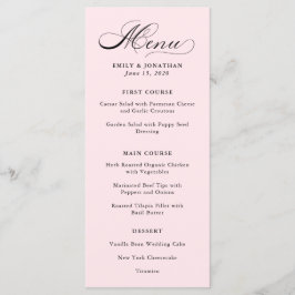 Refinado | Caligrafía en el menú rosa de Rubor