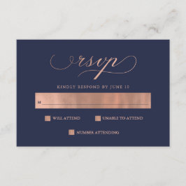 Refinado | Faux Rosa Gold Boda Caligraphy RSVP