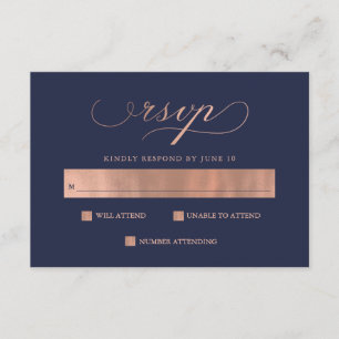 Refinado   Faux Rosa Gold Boda Caligraphy RSVP