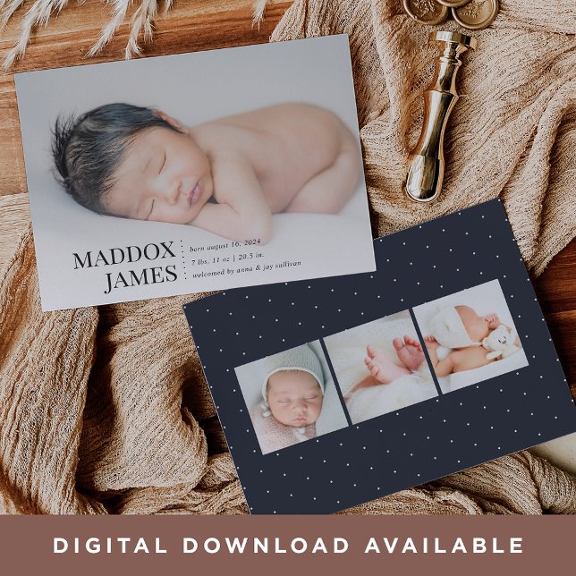 Refinado | Moderno anuncio de nacimiento de foto (Subido por el creador)