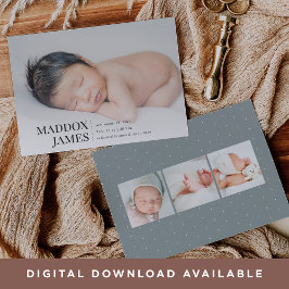 Refinado | Moderno anuncio de nacimiento de foto