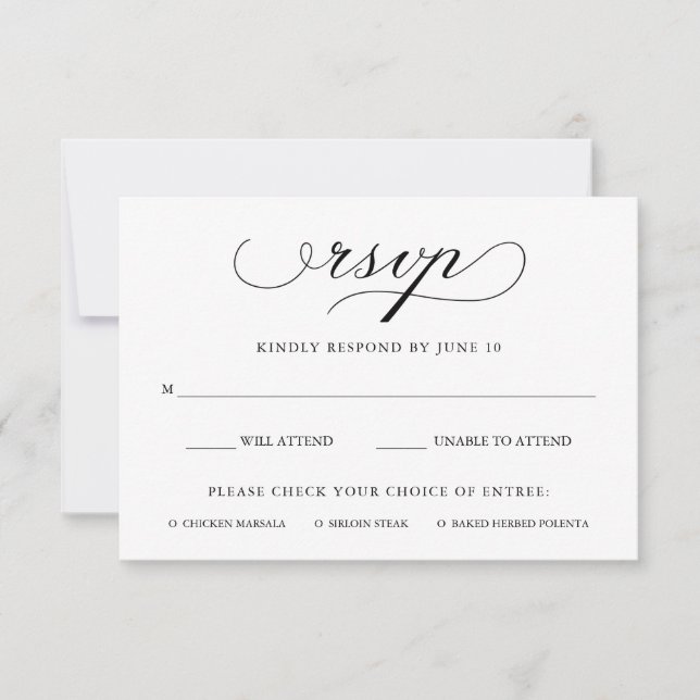 Refinado | RSVP en blanco y negro con elección de  (Anverso)