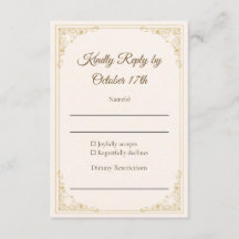 Refined Gold Frame Classic Wedding RSVP Card
