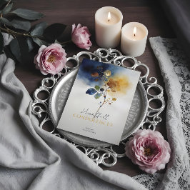 Refined Gold & Navy Blue Botanical Branch Sympathy