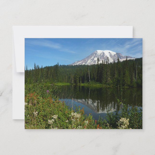 Reflejo del lago del Monte Rainier con flores silv (Anverso)