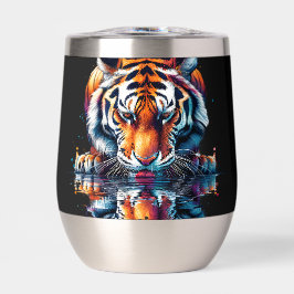 Reflejo del tigre bebiendo agua 