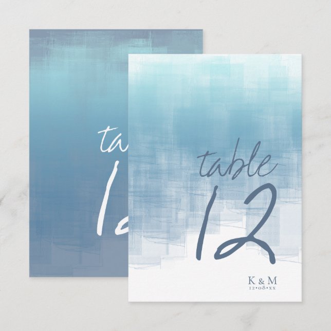 Reflejos de Acuarela Número de Mesa Azul ID774 (Anverso / Reverso)