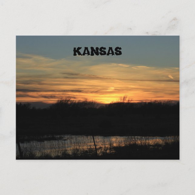 Reflexión de Kansas Sunset. Tarjeta de correo. (Anverso)