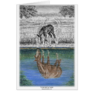 Reflexión del agua del potro del caballo