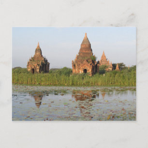 Reflexión del templo, Bagan, postal de Myanmar