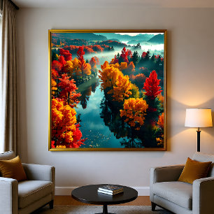Reflexión serena de la orilla del río Arte de la n
