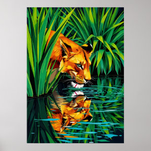 Reflexión sobre la leona de la jungla - Arte del a