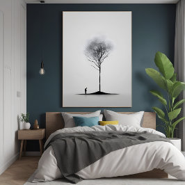 Reflexión solitaria arte Minimalista negro y blanc