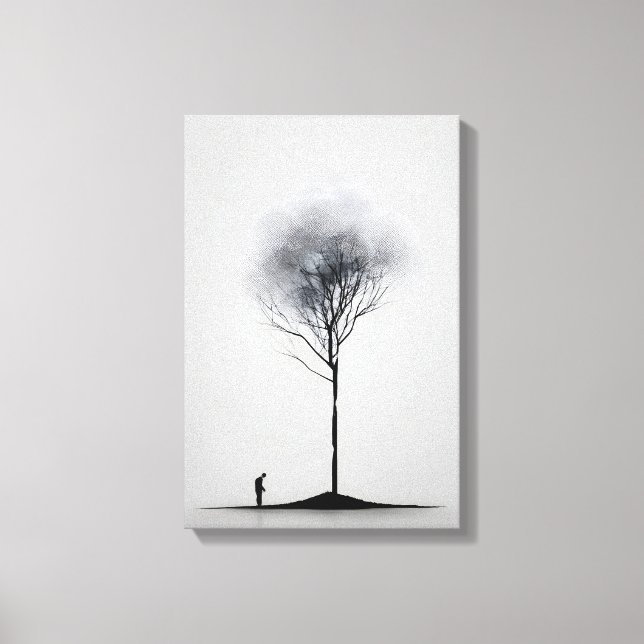 Reflexión solitaria arte Minimalista negro y blanc (Anverso)