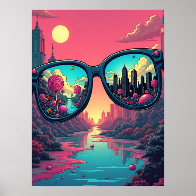 Reflexiones de dos mundos: Gafas de sol de arte po (Frente)