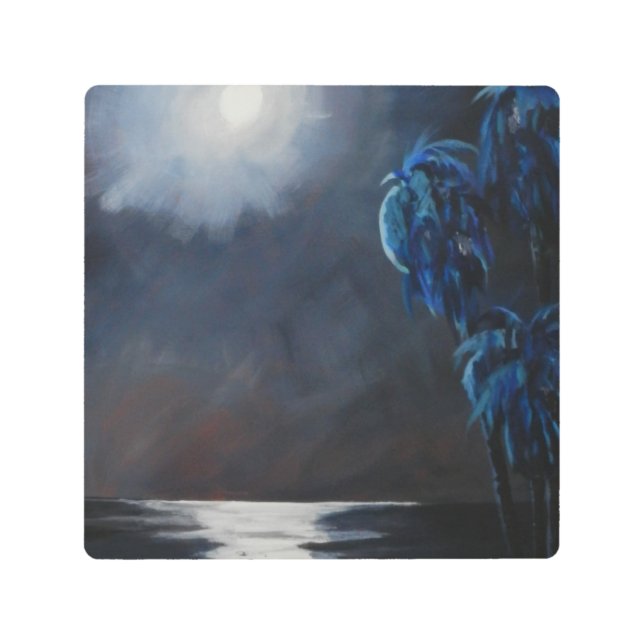 Reflexiones de la luna azul tropical Impresión Met (Anverso)