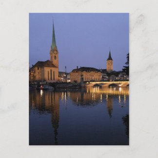 Reflexiones en Zúrich, postal de Suiza