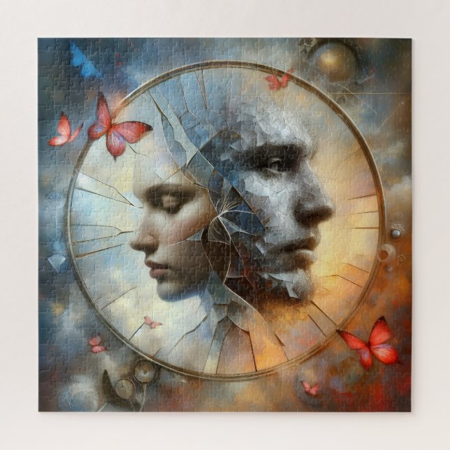Reflexiones fracturadas - Rompecabezas surrealista (Vertical)