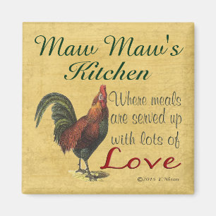 Refrigerador imán de cocina de Rooster Maw Maw