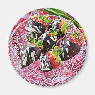 Refrigerador imán de fresas recubiertas de chocola