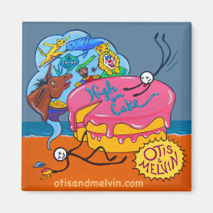 Refrigerador imán - Otis & Melvin, alto en pastel