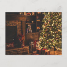 Refugio de vacaciones: postal de árbol de Navidad