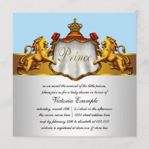 Regal Baby Blue Prince Baby Shower Invitaciones