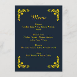 Regal Contrast Midnight Blue & Gold Dinner Menu