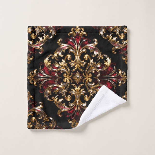 Regal Noir Pattern | Gold Scrollwork & Crimson (Toallita)