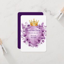 Regal Purple Floral Boda Escudo Guardar la fecha
