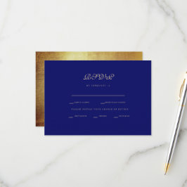 Regal Royal Blue & Gold Ethnic Wedding RSVP