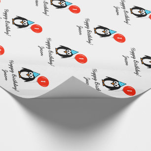 Regalo 1r papel de embalaje personalizado del pingüino