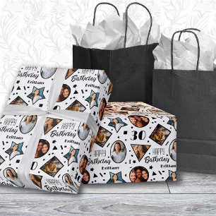 Regalo 30.º Papel de ajuste de foto con nombre de cumplea