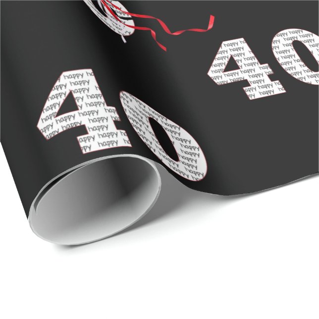 Regalo 40.º Papel para envolver en globo de cumpleaños (Esquina del rollo)