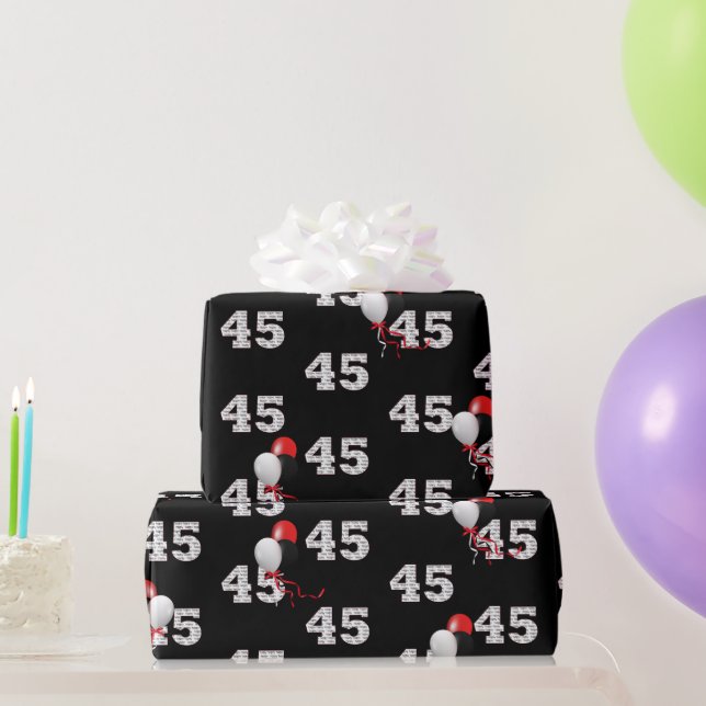 Regalo 45.º Balón de cumpleaños Papel de envolvimiento (Regalos de fiesta)