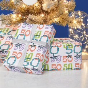 Regalo 50.º Papel de envolver colorido con estrellas de c