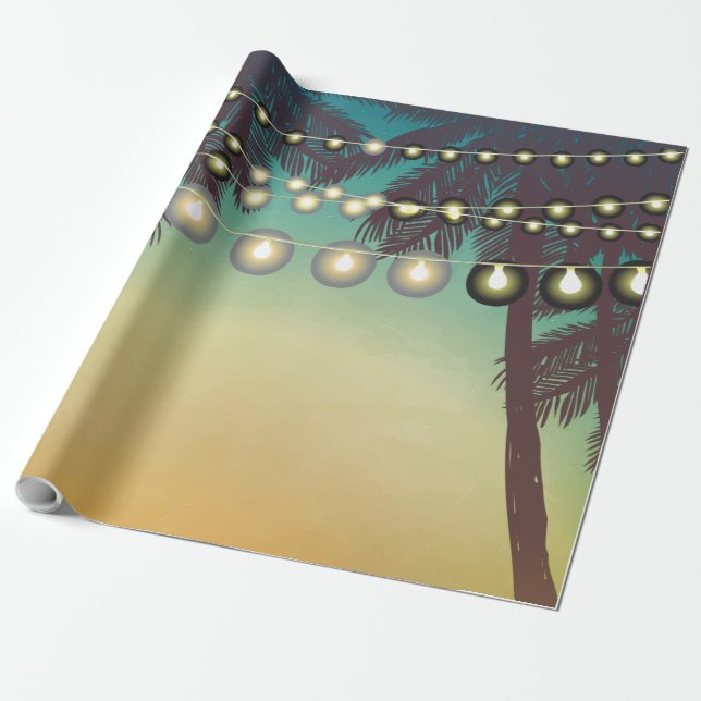 Regalo 60lb Papel de envolvimiento Roll Beach Sunset Palm (Desenrollado)