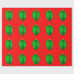 Regalo Adornos de piña verde papel de envolver rojo