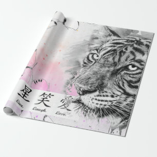 Regalo AJUSTE DE TIGRE DE Papel Y MARIPOSAS EN ROSA