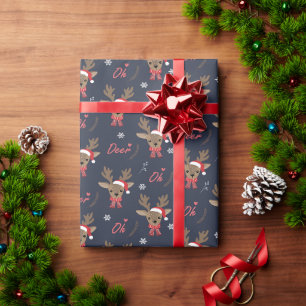 Regalo Alegre papel de envoltura de ciervo festivo