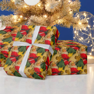 Regalo Alegría de Papá Noel en el papel de envolver el ár