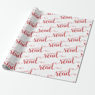Regalo Algo para leer el papel de envolvimiento rojo y bl